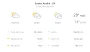 Santo André tem sol e nuvens nesta quarta, máxima de 28ºC