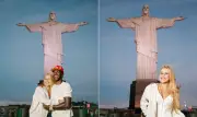 Virginia Fonseca e Vini Jr visitam Cristo Redentor e recebem bênçãos de amigos