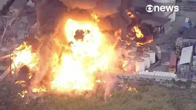 Incêndio atinge indústria na Grande SP com múltiplas explosões