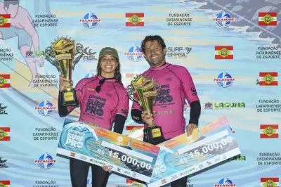 Kiany e Caetano vencem etapa de Laguna do Catarinense de Surf