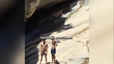 Turista bate em parede de cânion em toboágua natural na Califórnia