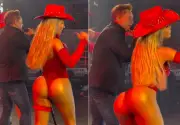 Bailarinas de Leonardo roubam a cena com lingerie vermelha em show no Acre