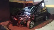 Carro atropela cavalos e fica destruído em rodovia de Bauru