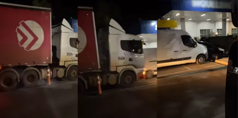 Carreta descontrolada colide com veículos estacionados em Itapetininga; veja o vídeo