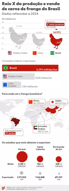 Chile e Uruguai suspendem importação de frango do Brasil após caso de gripe aviária
