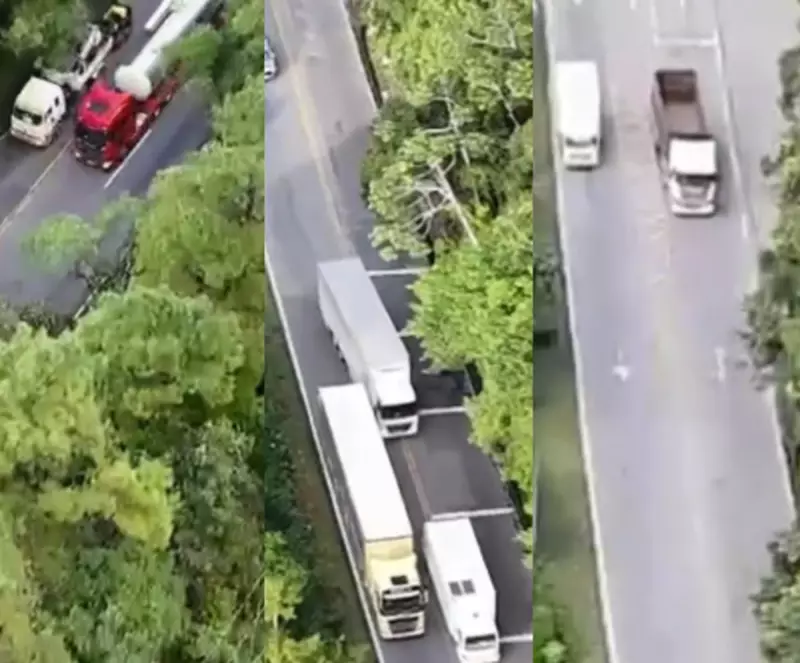 Drones flagram ultrapassagens perigosas e excesso de velocidade na SC-108 em Santa Catarina