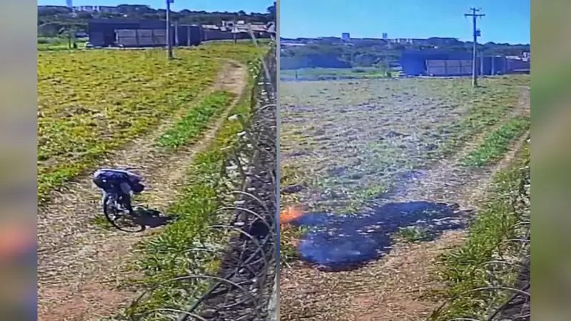 Homem ateia fogo em área próxima a condomínio em São José do Rio Preto: veja o vídeo