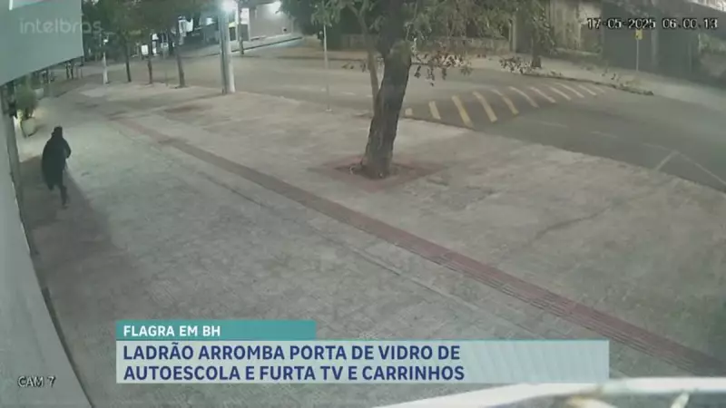 Homem invade autoescola em BH e rouba TV e brinquedos: veja detalhes