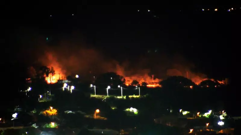 Incêndio de grandes proporções devasta vegetação às margens da rodovia em Dracena