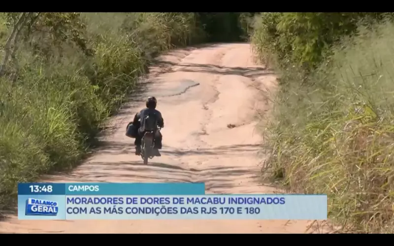 Moradores de Dores de Macabu (RJ) protestam contra condições precárias das rodovias RJ-178 e RJ-180