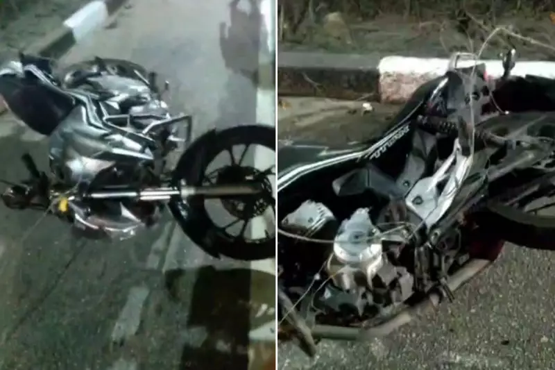 Motociclista se acidenta após se enroscar em fio e cair em avenida de São Vicente, SP