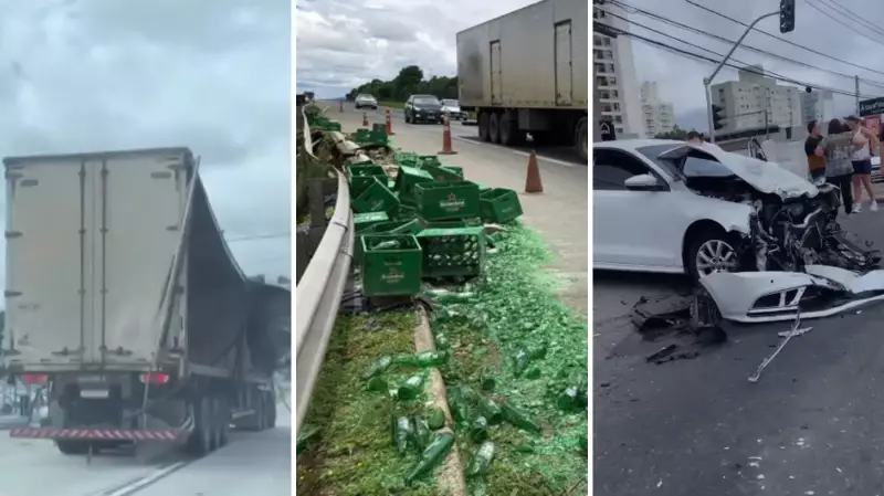Motorista de caminhão desgovernado causa 18 acidentes e derruba garrafas de cerveja no PR: condenado e solto no mesmo dia