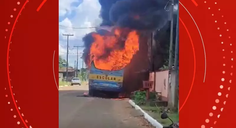 Ônibus escolar pega fogo após pane mecânica em Machadinho d'Oeste; veja o vídeo