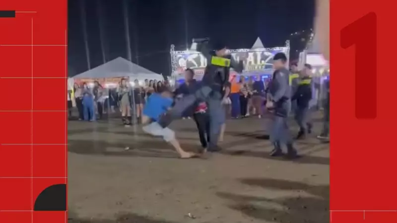 Policial aplica voadora para separar briga em festa no Espírito Santo; vídeo impressiona